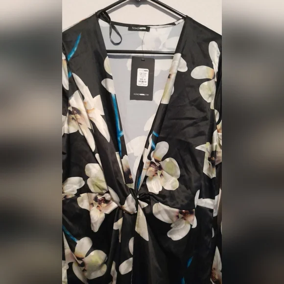 Fashion Nova Black Floral Long Sleeve Dress - Picture 5 of 6